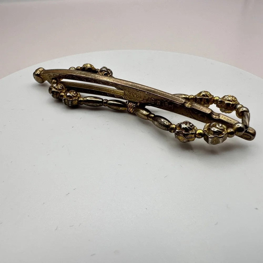 Vintage 90s Floral Barrette Hair Clip Beaded Women's Classic Fashion Jewelry